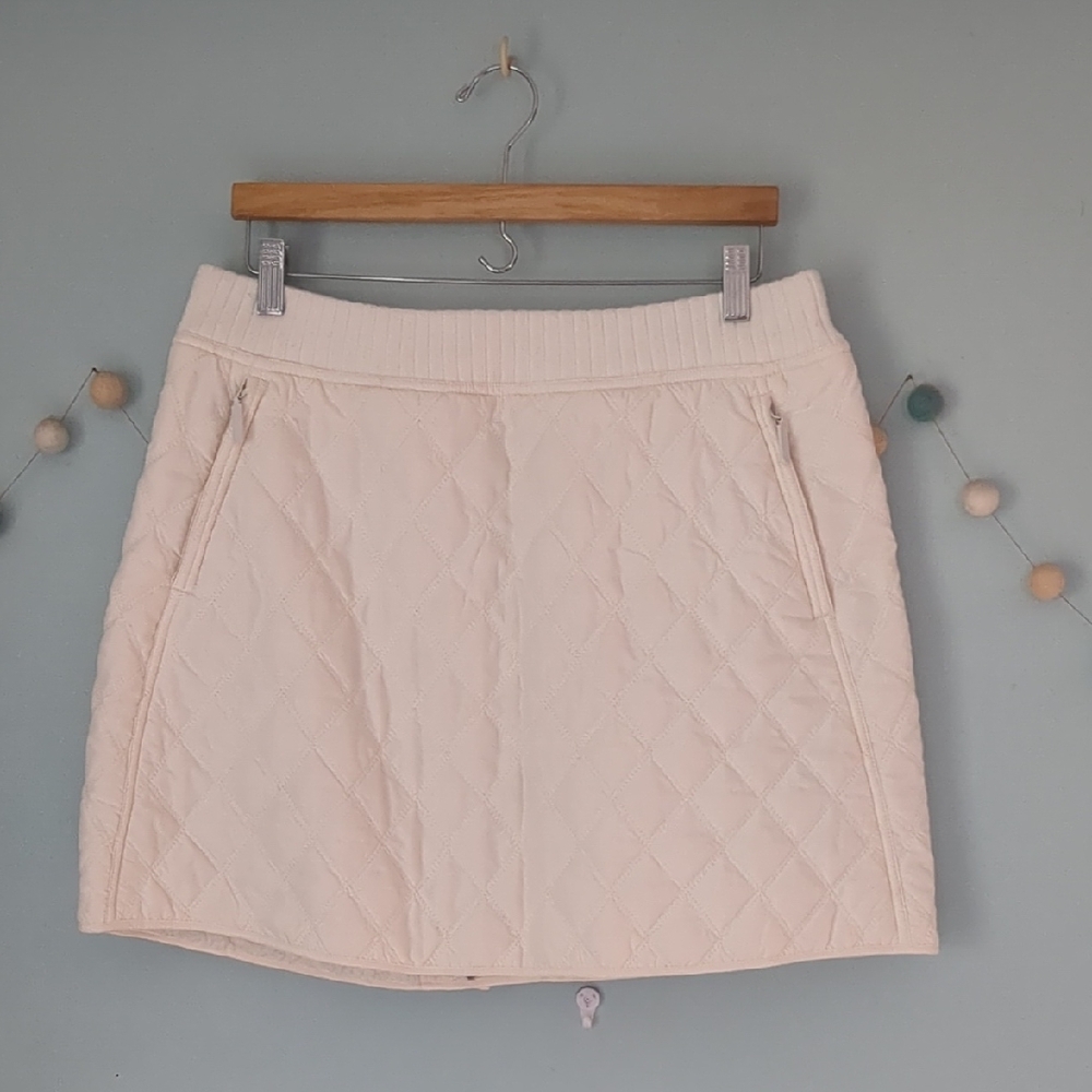 PRANA Diva Quilted Skirt Mini Sherpa Lined Zippered Pockets Size Large 8-10-12